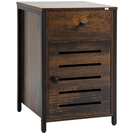 Rustic brown bedside table with drawer - 40x40x60 cm