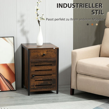 Rustic brown bedside table with drawer - 40x40x60 cm