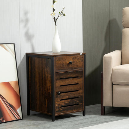 Rustic brown bedside table with drawer - 40x40x60 cm