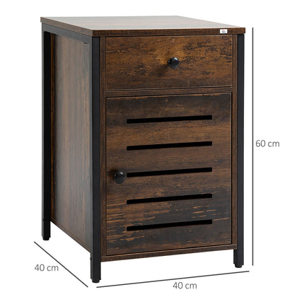 Rustic brown bedside table with drawer - 40x40x60 cm