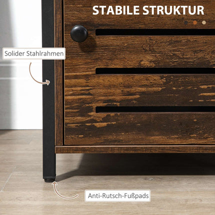 Rustic brown bedside table with drawer - 40x40x60 cm