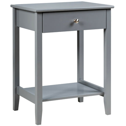 Nachttisch mit Schublade und Ablage, MDF Grau