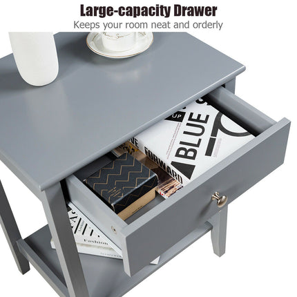 Nachttisch mit Schublade und Ablage, MDF Grau