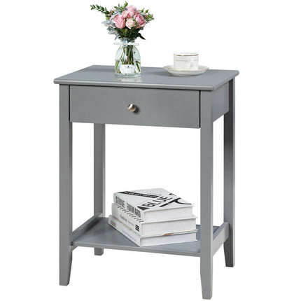 Nachttisch mit Schublade und Ablage, MDF Grau