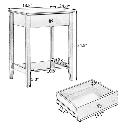 Nachttisch mit Schublade und Ablage, MDF Grau