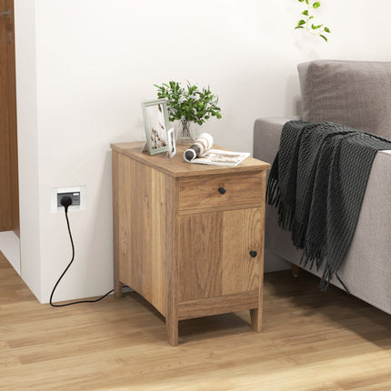 Nachttisch mit USB-C, Steckdosen, Schublade und Zeitschriftenablage