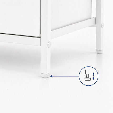 Bedside Table with 2 Fabric Drawers and Shelves, MDF & Metal