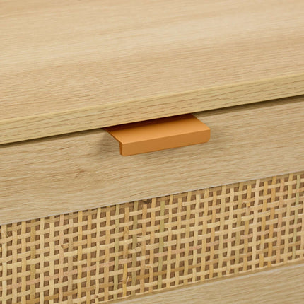 Bedside Table with 2 Wood-Effect Rattan Drawers