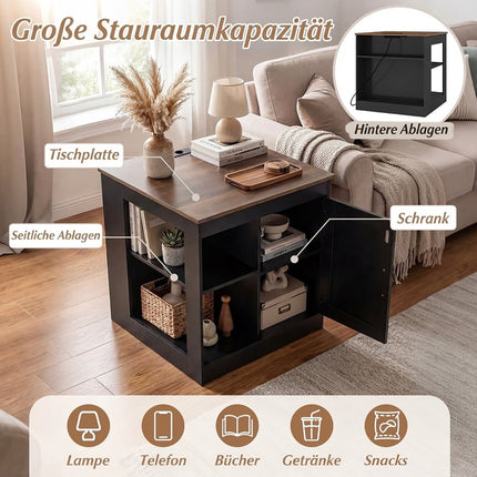 Bedside Table with Charging Station & Adjustable Shelf