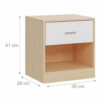 Bedside Table with Drawer, MDF, 41 x 39 x 28 cm