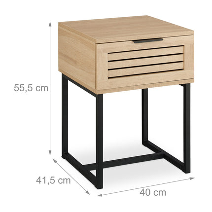 Nachttisch mit Schublade und Metallgestell