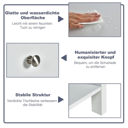 Nachttisch 2-stufig Nachtkommode modern Nachttisch mit Schublade weiß