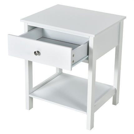 Nachttisch 2-stufig Nachtkommode modern Nachttisch mit Schublade weiß