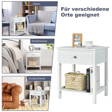 Nachttisch 2-stufig Nachtkommode modern Nachttisch mit Schublade weiß