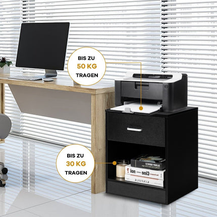 Nachttisch 45 x 42,5 x 55 cm Beistelltisch mit Schublade und offenem Fach Sofatisch Modern Schwarz
