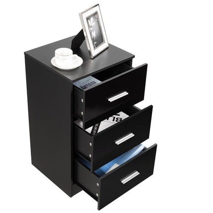 Nachttisch Aktenschrank mit 3 Schubladen Schubladencontainer schwarz