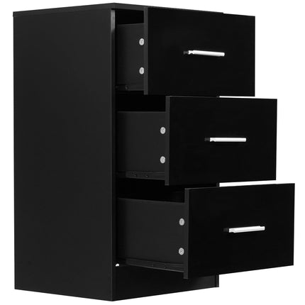 Nachttisch Aktenschrank mit 3 Schubladen Schubladencontainer schwarz