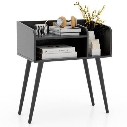 Table de chevet table d'appoint avec compartiment ouvert table de canapé avec pieds de support en métal 50 x 32 x 58 cm noir 1 pièce