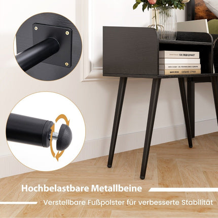 Table de chevet table d'appoint avec compartiment ouvert table de canapé avec pieds de support en métal 50 x 32 x 58 cm noir 1 pièce