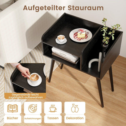 Table de chevet table d'appoint avec compartiment ouvert table de canapé avec pieds de support en métal 50 x 32 x 58 cm noir 1 pièce