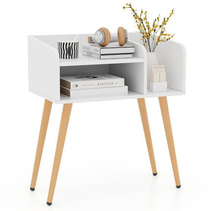 Bedside table side table with open compartment sofa table with metal support legs 50 x 32 x 58 cm white 1 piece