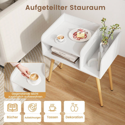 Bedside table side table with open compartment sofa table with metal support legs 50 x 32 x 58 cm white 1 piece