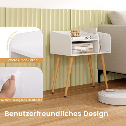 Bedside table side table with open compartment sofa table with metal support legs 50 x 32 x 58 cm white 1 piece