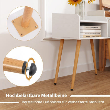 Bedside table side table with open compartment sofa table with metal support legs 50 x 32 x 58 cm white 1 piece