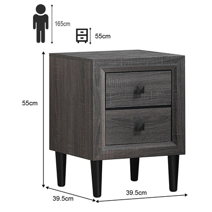 Nachttische Holz Beistelltisch mit 2 Schubladen Couchtisch Modern Sofatisch Grau