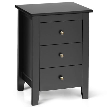 Nachttisch mit 3 Schubladen Nachtkonsole für Boxspringbett 46 x 37 x 65 cm schwarz
