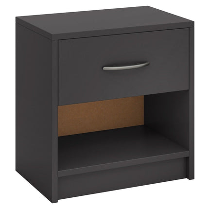 Bedside table with drawer Small side table with open compartment 38.5 x 28 x 40.5 cm Gray