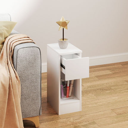 Table de chevet avec tiroirs, table d'appoint, table de nuit avec compartiment ouvert, table de chevet pour chambre, salon, 20 x 30 x 50 cm, blanc