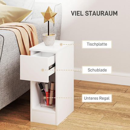 Table de chevet avec tiroirs, table d'appoint, table de nuit avec compartiment ouvert, table de chevet pour chambre, salon, 20 x 30 x 50 cm, blanc