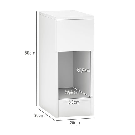 Table de chevet avec tiroirs, table d'appoint, table de nuit avec compartiment ouvert, table de chevet pour chambre, salon, 20 x 30 x 50 cm, blanc