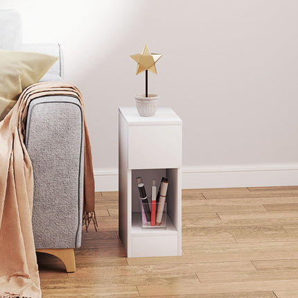 Table de chevet avec tiroirs, table d'appoint, table de nuit avec compartiment ouvert, table de chevet pour chambre, salon, 20 x 30 x 50 cm, blanc