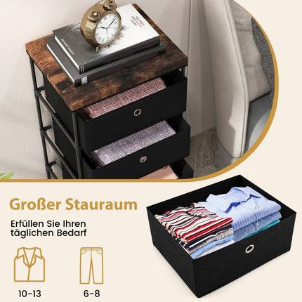 Bedside table with fabric drawers & metal frame side table storage cabinet black