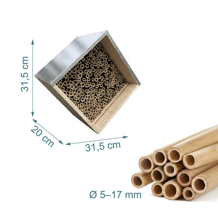 Bienenhotel mit Metalldach für Wildbienen