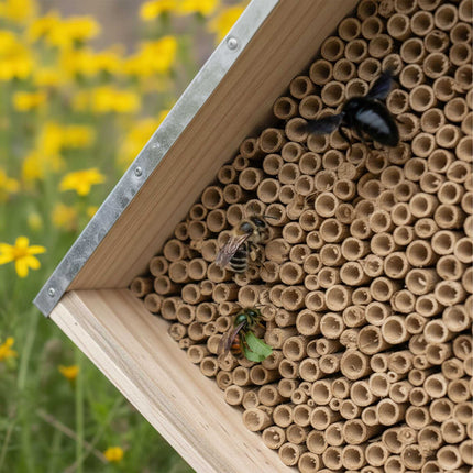 Bienenhotel mit Metalldach für Wildbienen