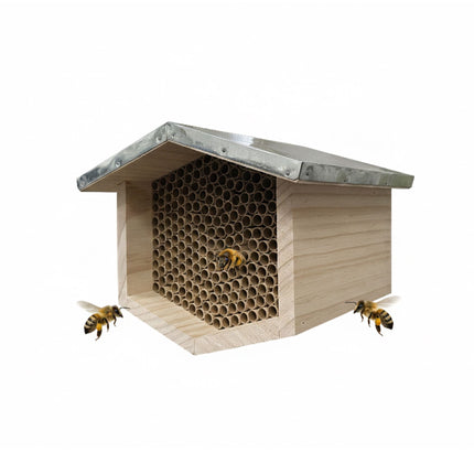 Bee Hotel with Metal Roof for Wild Bees