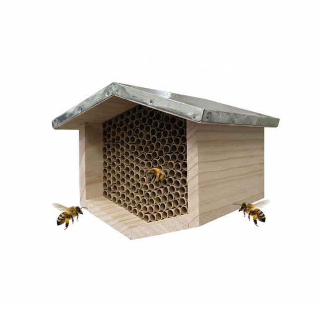 Bee Hotel with Metal Roof for Wild Bees