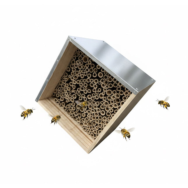 Bienenhotel mit Metalldach für Wildbienen