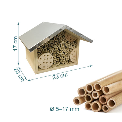 Bee Hotel with Metal Roof for Wild Bees