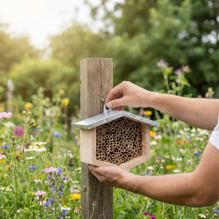 Bee Hotel with Metal Roof for Wild Bees
