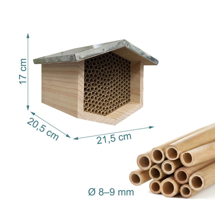 Bee Hotel with Metal Roof for Wild Bees