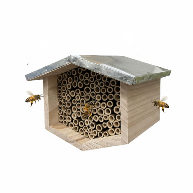 Bienenhotel mit Metalldach für Wildbienen