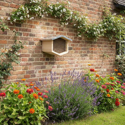 Bee Hotel with Metal Roof for Wild Bees