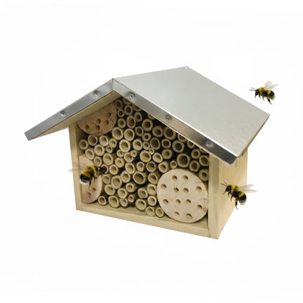 Bee Hotel with Metal Roof for Wild Bees
