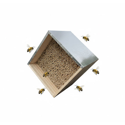 Bee Hotel with Metal Roof for Wild Bees