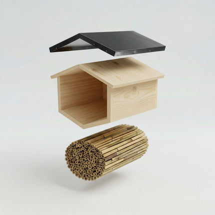 Bee Hotel with Metal Roof for Wild Bees