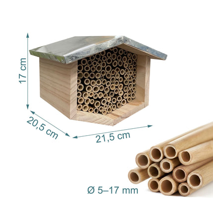 Bee Hotel with Metal Roof for Wild Bees